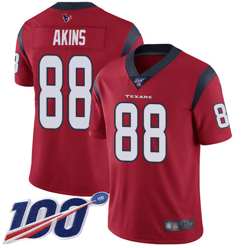 Houston Texans Limited Red Men Jordan Akins Alternate Jersey NFL Football #88 100th Season Vapor Untouchable